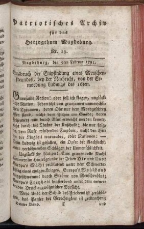 Nr. 19. Magdeburg, den 9ten Februar 1793