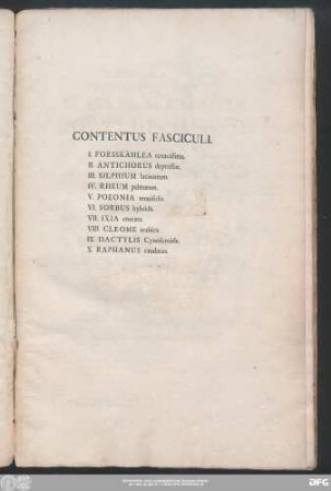 Contentus Fasciculi.