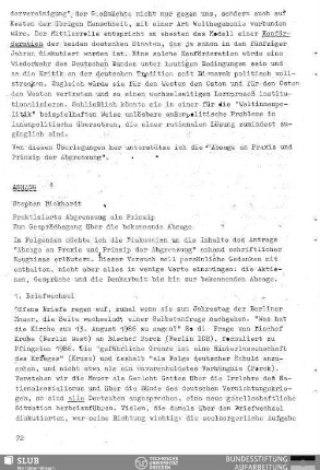 Praktizierte Abgrenzung als Prinzip : zum Gesprächsgang über die bekennende Absage