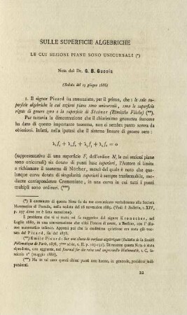 Sulle superficie algebriche le cui sezioni piane sono unicursali.
