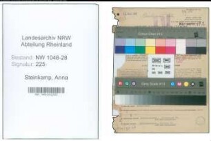 Entnazifizierung Anna Steinkamp , geb. 27.03.1894 (Postsekretaerin)