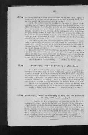 Bekanntmachung, betreffend die Beförderung von Auswanderern.