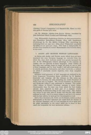 I. Arabic And Modern Persian Languages.