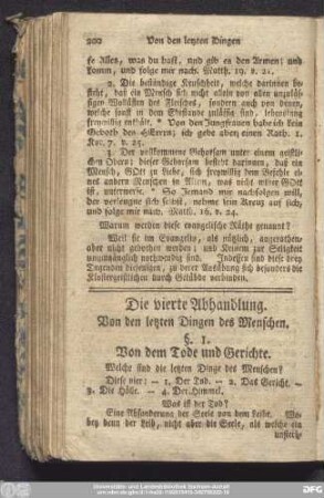 Die vierte Abhandlung. Von den letzten Dingen des Menschen.