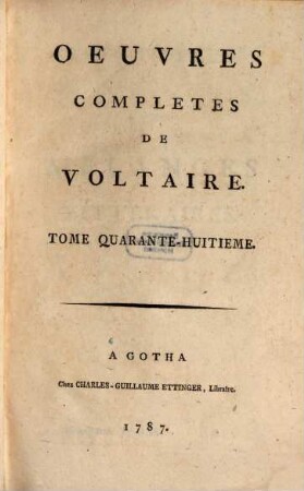 Oeuvres completes de Voltaire, 48. Melanges Litteraires ; 2