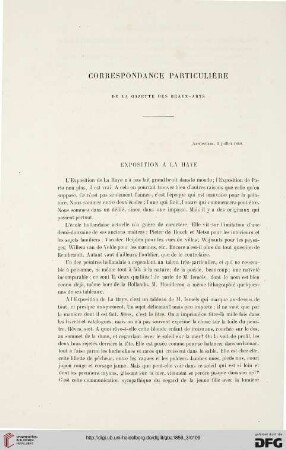 3: Correspondance particulière de la Gazette des Beaux-Arts : exposition à La Haye