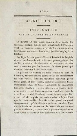Instruction sur la culture de la Garance