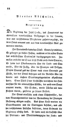 Vierter Abschnitt: Regierung. Adel. Gerechtigkeitspflege.
