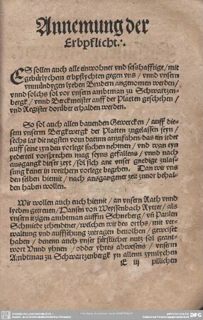 Annehmung der Erbpflicht.
