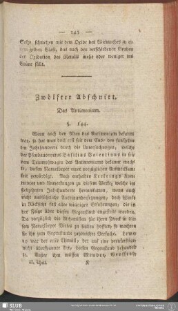 Zwölfter Abschnitt. Das Antimonium