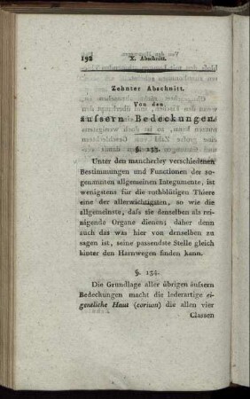 Zehnter Abschnitt. Von den äußern Bedeckungen