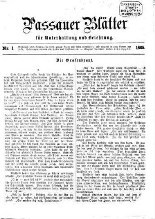 Passauer Blätter für Unterhaltung und Belehrung. 1865