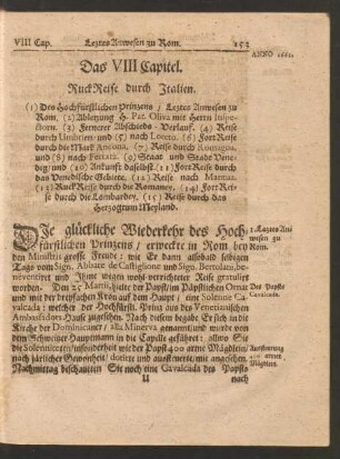 Das VIII Capitel. Ruck Reise durch Italien.