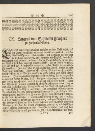 CX. Lazarus von Schwendi Freyherr zu Hohenlandtsperg