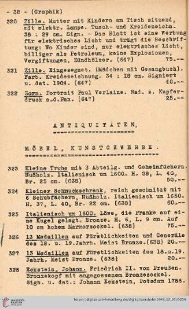 Antiquitäten, Möbel, Kunstgewerbe (Nr. 323 - 431)