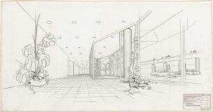Schneider - Esleben, Paul; Düsseldorf, Uerdingerstr. 5; Bürogebäude - Eingangshalle, Ausstattungsvorschlag (Perspektive)