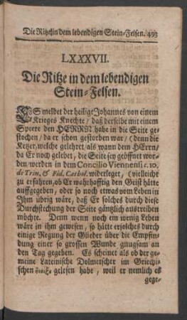 LXXXVII. Die Ritze in dem lebendigen Stein-Felsen