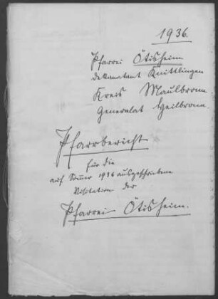 Ötisheim mit Corres und Schönenberg: Pfarrbericht 1936