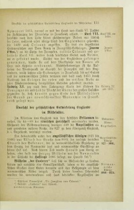 Übersicht der geschichtlichen Entwickelung Englands im Mittelalter