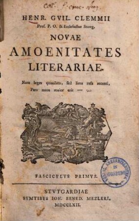 Novae amoenitates literariae, 1
