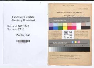Entnazifizierung Karl Pfeiffer , geb. 09.04.1894 (Bankbeamter)