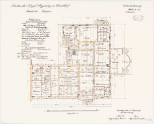 Geschäftsgebäude der Königlichen Regierung, Düsseldorf Präsidenten-Wohnhaus: Grundriss EG 1:100