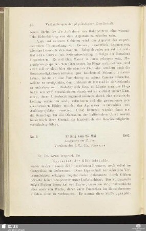 No. 9. Sitzung vom 25. Mai 1883