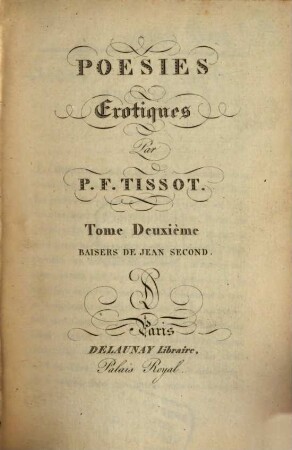 Poésies Erotiques, 2. Baisers de Jean Second
