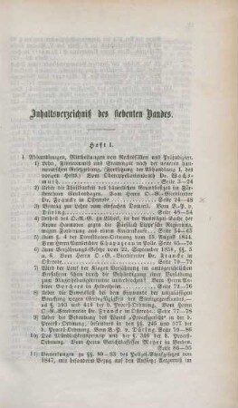Inhaltsverzeichniß des siebenten Bandes