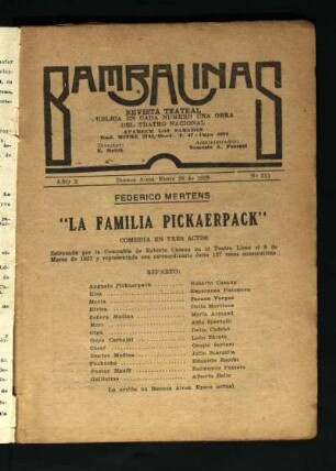 La familia Pickerpack : comedia en tres actos