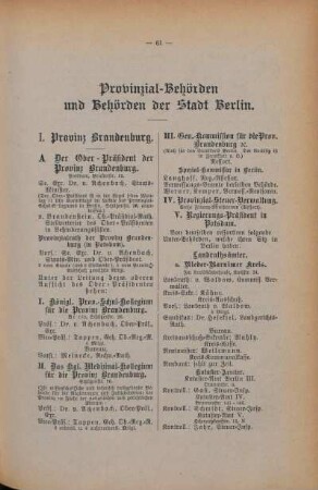 Provinzial-Behörden und Behörden der Stadt Berlin