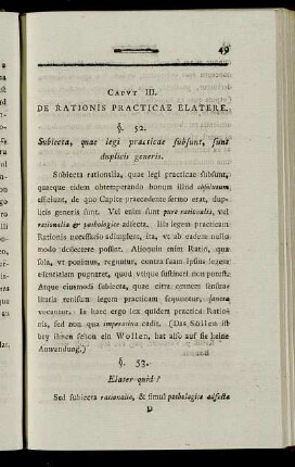 Caput III. De rationis practicae elatere.
