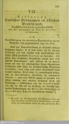 Erklärung slavischer Ortsnamen im östlichen Deutschland : Bruchstück aus einer noch ungedruckten Schrift