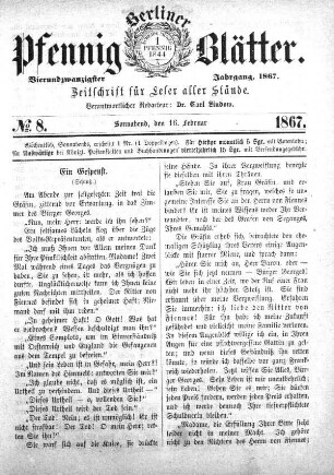 No. 8, Sonnabend, den 16. Februar