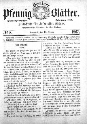 No. 8, Sonnabend, den 16. Februar