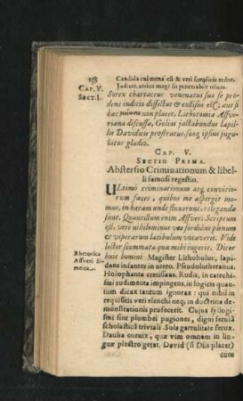 Cap. V. Abstersio Criminationum & libelli famosi regestio.