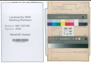 Entnazifizierung Herbert Menkhoff , geb. 07.11.1905 (Maler)