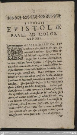 Exegesis Epistolae Pauli Ad Colossenses
