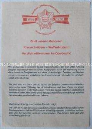 Flugblatt zum Manöver des Warschauer Paktes "Waffenbrüderschaft" im Oktober 1970 in der DDR