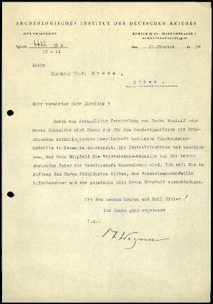 M. Wegner an W. Wrede