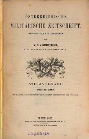 Österreichische militärische Zeitschrift. 1867, 2 = Jg. 8
