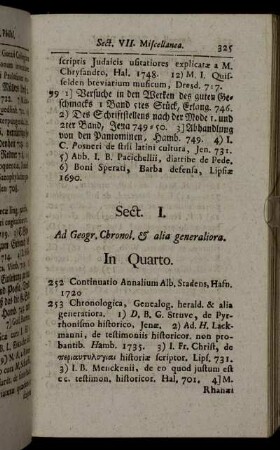 Sect. I. Ad Geogr. Chronol. & alia generaliora.