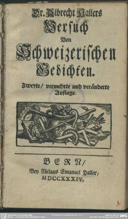 Dr. Albrecht HallersVersuch Von Schweizerischen Gedichten
