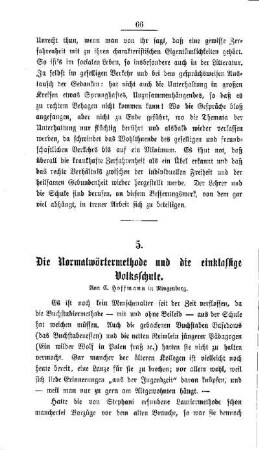 Die Normalwörtermethode und die einklassige Volksschule