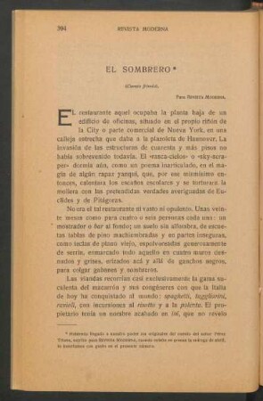 El sombrero : (Cuento frívolo)