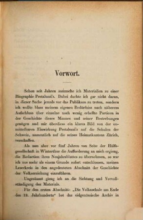 Zur Biographie Pestalozzi's : Ein Beitrag zur Geschichte der Volkserziehung. 1