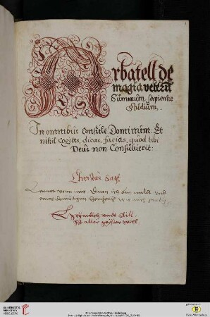 ‚Arbatel de Magia veterum’