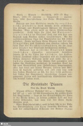 Die Kreisstadt Plauen