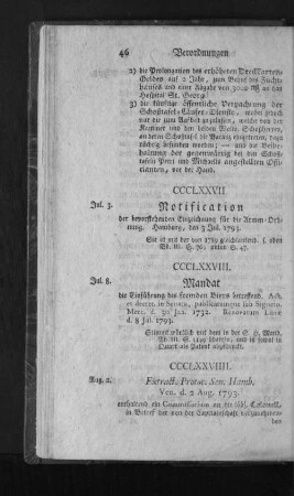 CCCLXXVIII. Mandat die Einführung des fremden Biers betreffend.