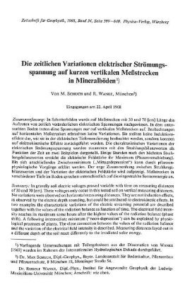 Die zeitlichen Variationen elektrischer Strömungsspannung auf kurzen vertikalen Meßstrecken in Mineralböden